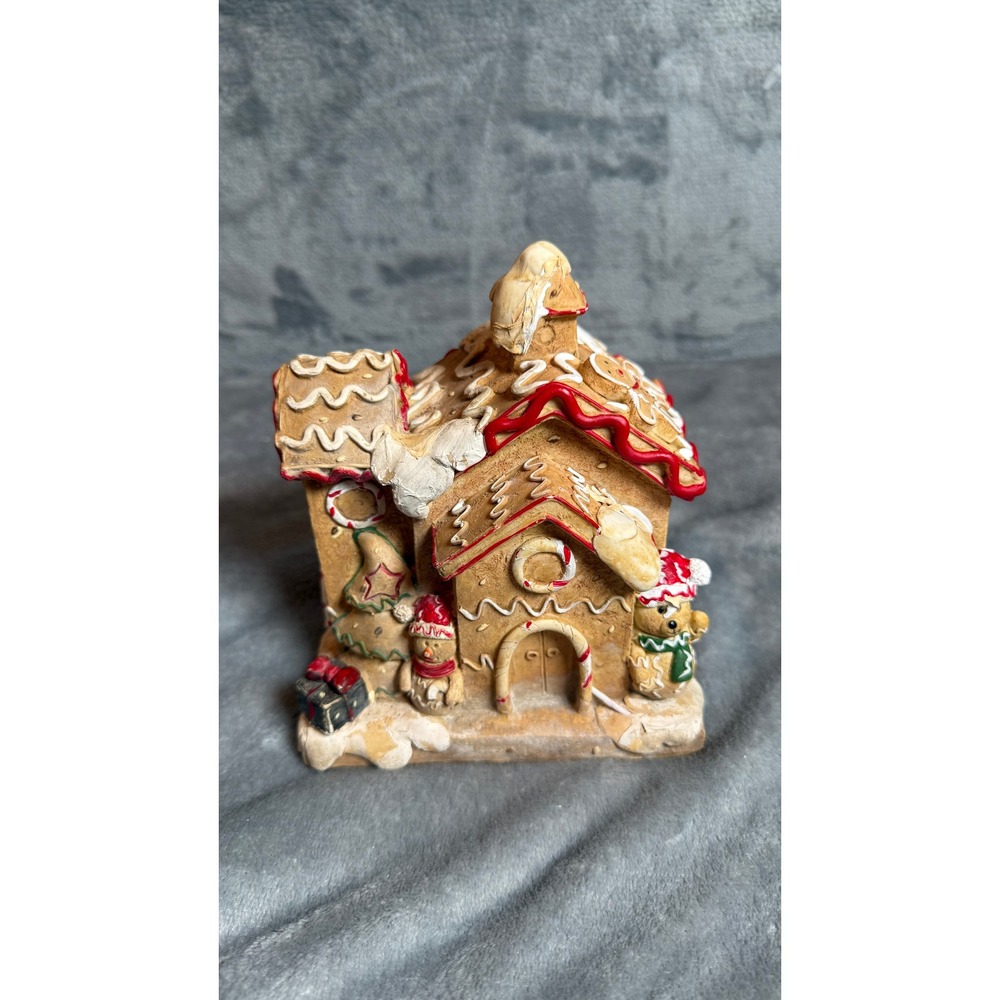 Gingerbread House Christmas Figurine Bear Snowman Holiday Village Decor